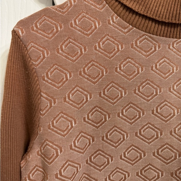 VTG Aileen 70s 80s Mod Gogo Sweater High Neck Brown Raglan Knit Top NWT NOS GEO - Picture 2 of 6